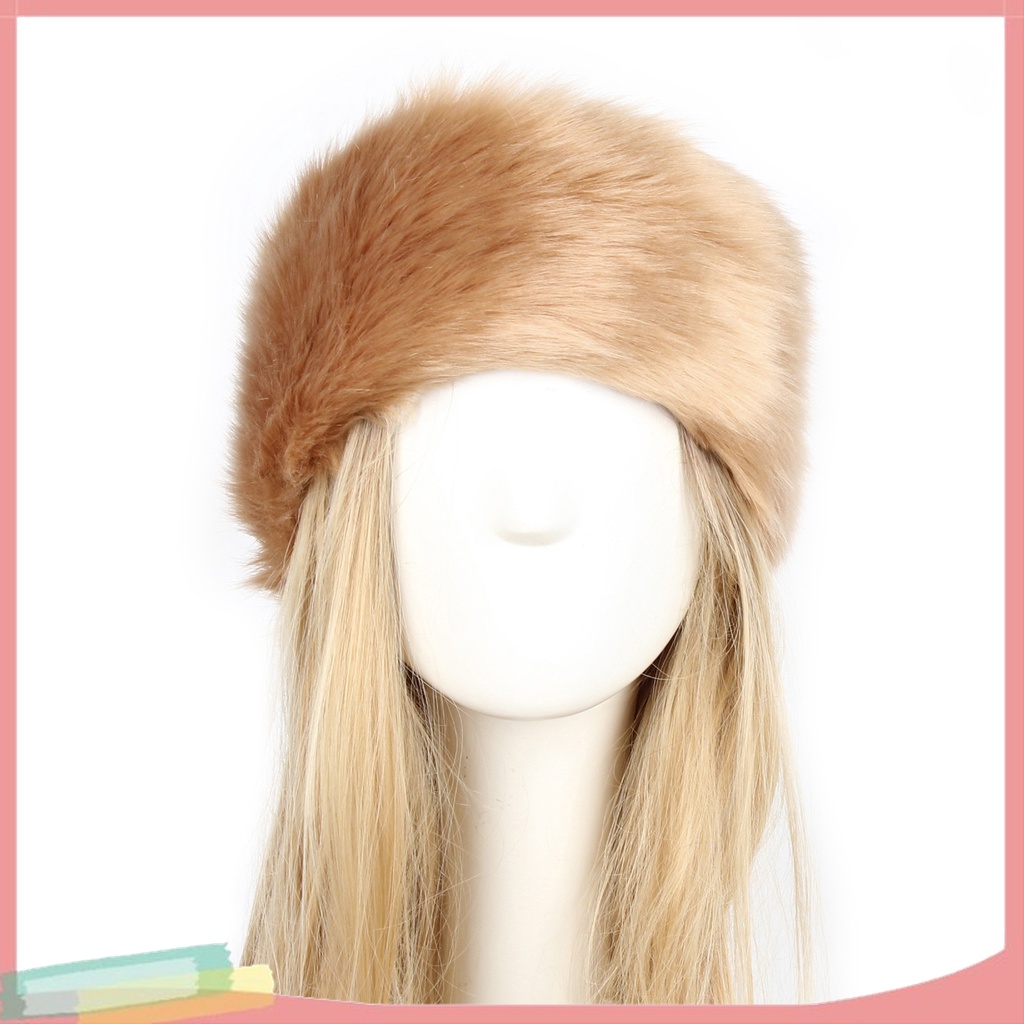 [LK] - Mũ Turban Rộng Vành Phối Lông Giả Dày Dặn Trượt Tuyết Cho Nữ