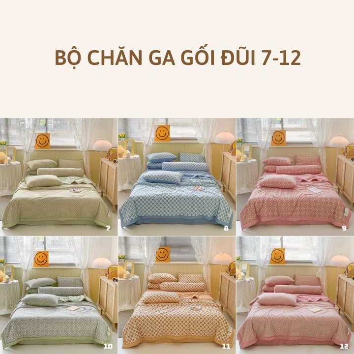 BỘ CHĂN GA GỐI ĐŨI 5 MÓN CAO CẤP, MỀM NHẸ THOÁNG MÁT ĐỦ KÍCH CỠ (ẢNH THẬT Ở CUỐI) - MÀU 7-12 - DOCUAME