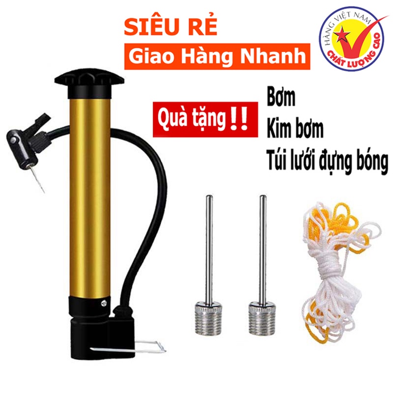 Bơm bóng mini cầm tay, bơm tay, bơm cột khí chống sốc bọc hàng thân kim loại chắc chắn