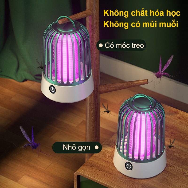 Đèn bắt muỗi lồng chim- SẠC TÍCH ĐIỆN, hiệu quả, tiện lợi, an toàn- K1369