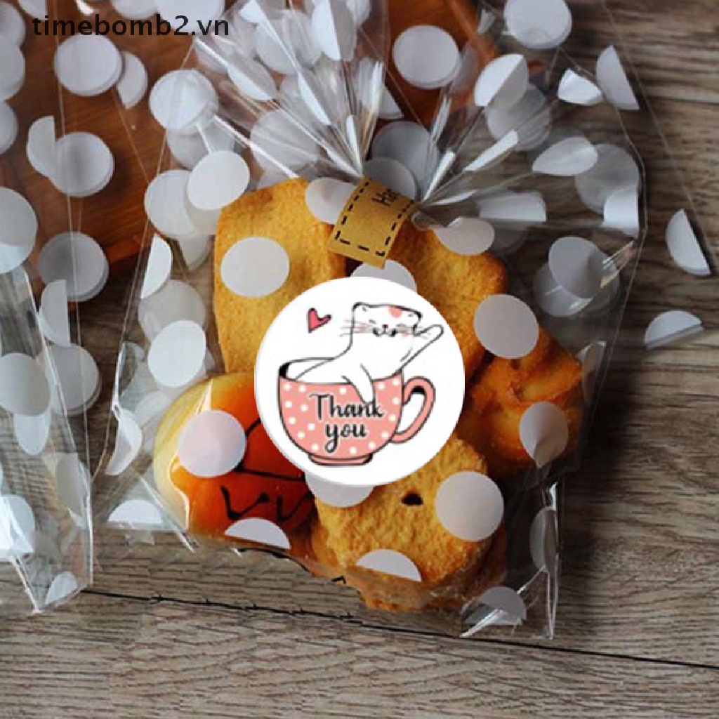Bộ 500 Miếng Dán Tròn In Chữ Thank You Trang Trí Quà Tặng