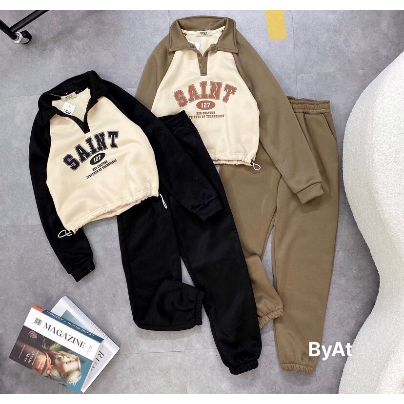 Set Bộ Nỉ Chữ SAINT Cao Cấp Dáng Thể Thao