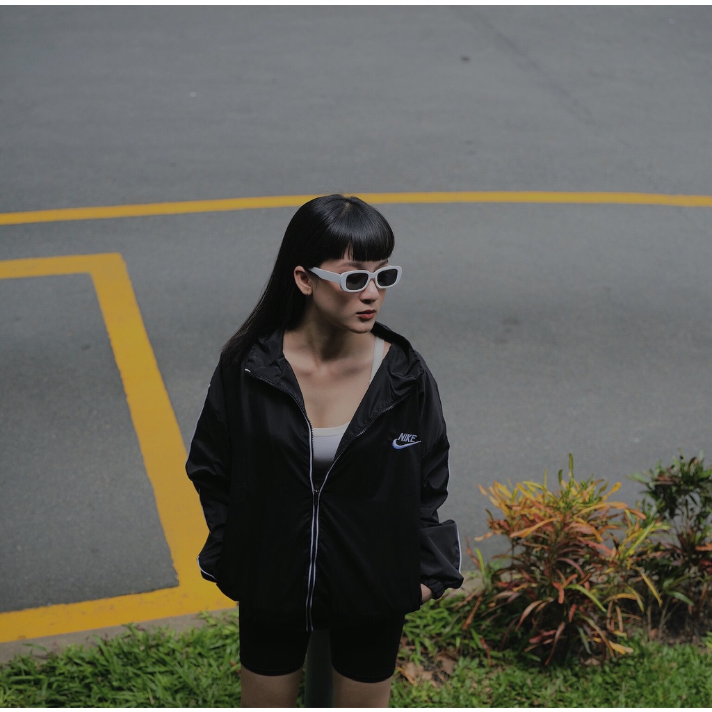 Áo Khoác Jacket Nike Basic Swoosh Vintage Viền Trắng Nam Nữ Vải Dù 2 Lớp Cao Cấp LBsar