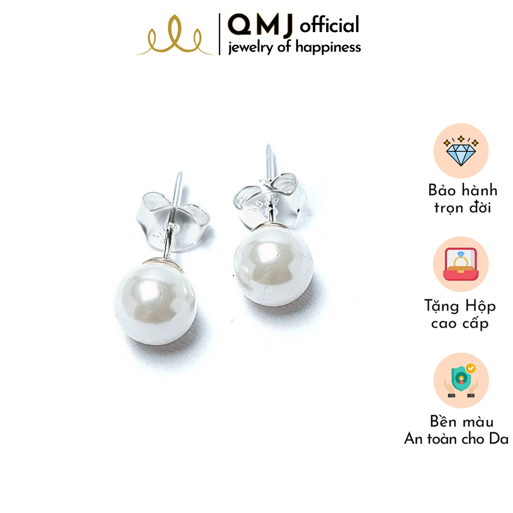Bông tai nữ ngọc trai nhân tạo bạc 925 phong cách cổ trang, duyên dáng đơn giản sang trọng QMJ - Q010