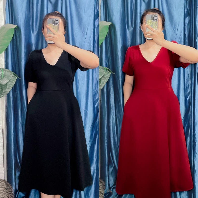 Đầm maxi cổ V Big size dành cho khách ngoại cỡ có túi từ 60-90 ký