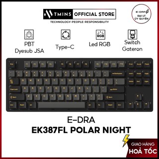 Bàn phím cơ E-DRA EK387FL  dây rời TypeC - Polar Night  - Hàng chính hãng- Bảo hành 24 tháng