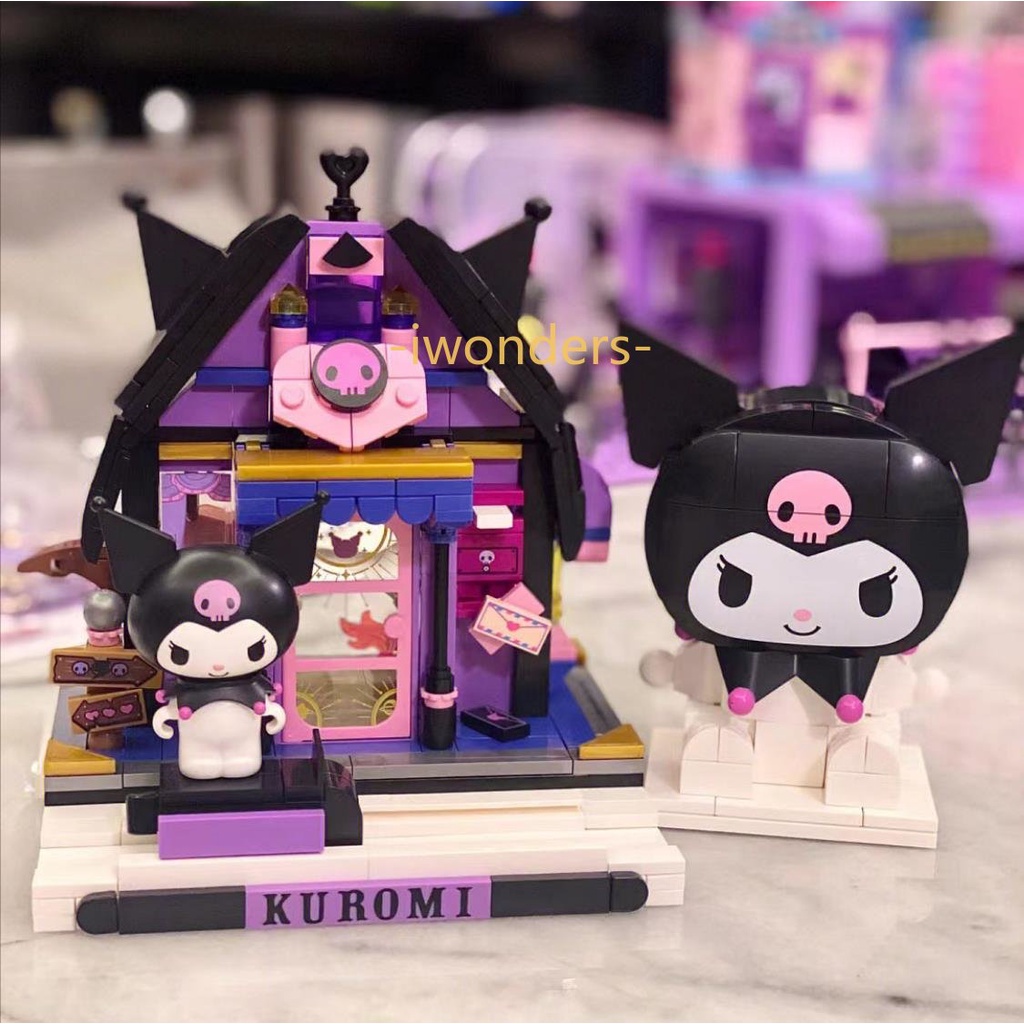 Sanrio Street View series Xếp hình Khối xây dựng kuromi My Melody Ice Cream House sáng tạo mô hình DIY trang trí Quà tặng Đồ chơi