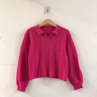 Image of CLara Polo Cable Sweater Blouse Rajut Atasan Wanita Cable Terbaru Cardigan
