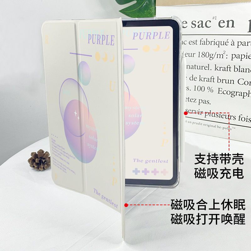 Bao Da Máy Tính Bảng Màu Trong Suốt Chống Rơi Có Ngăn Đựng Bút Cho iPad 9 2022 10.9-Inch Air4 / 3 Mini5 Pro11