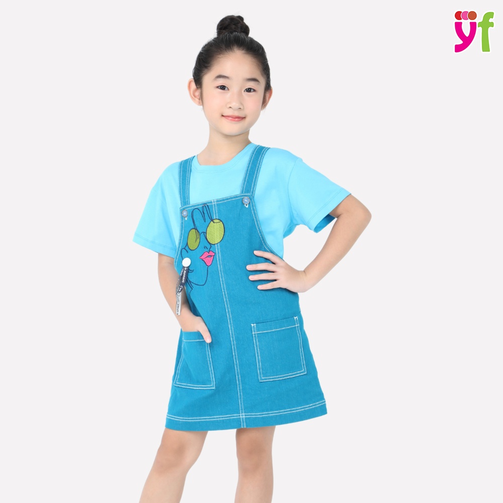 Set Đầm yếm + áo thun vàng TT cô gái YF YDX035-2