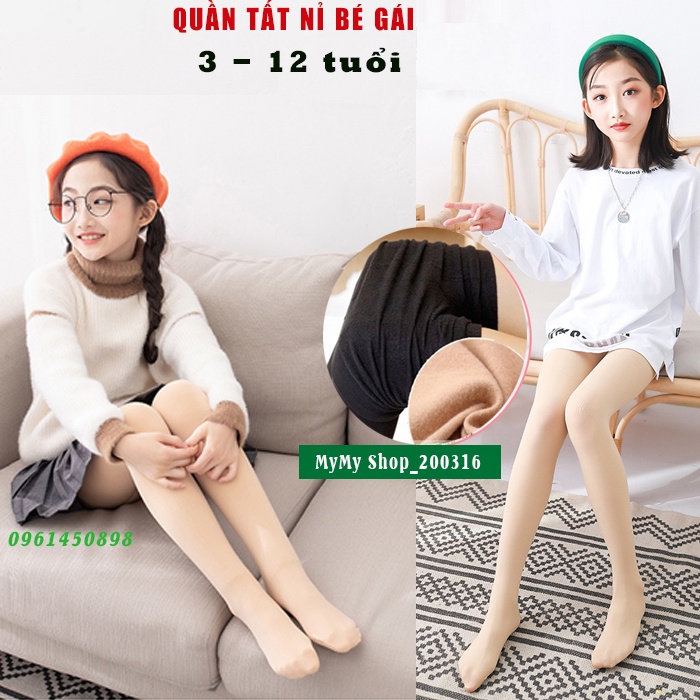 Quần Tất Giữ Nhiệt Cho Bé Gái Lót Lông Dày Mịn, Giữ Ấm Khi đi đường đi học hay ở nhà Quần Co Giãn Thoải Mái ,