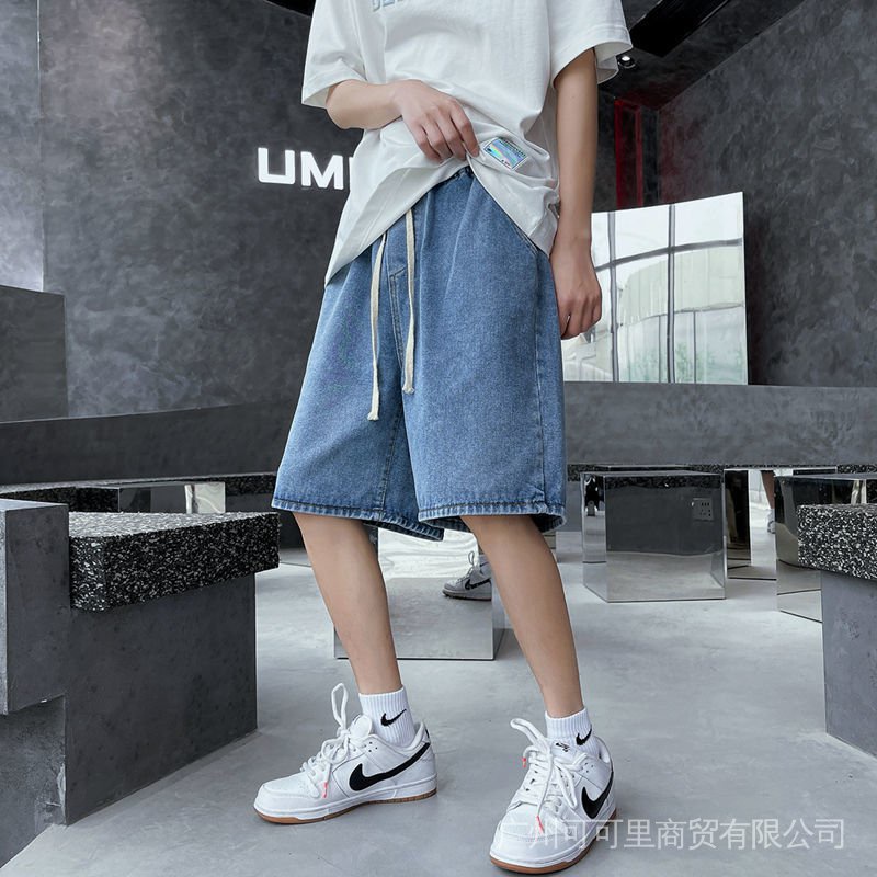 Quần Short Denim Lưng Thun Dáng Rộng Thời Trang Mùa Hè Dành Cho Nam Giới