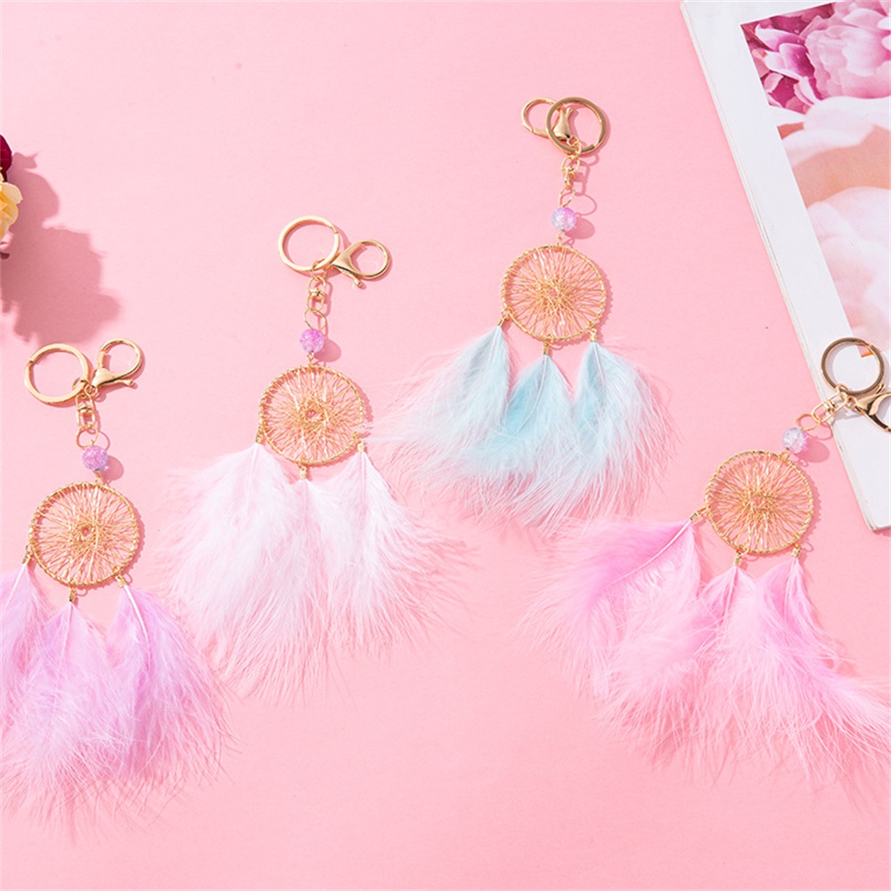 Móc Khóa Hình Dream Catcher Lông Vũ Phong Cách Dân Tộc Retro