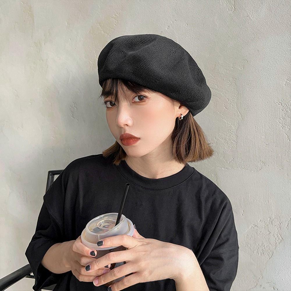 Mũ Beret Thoáng Khí Màu Sắc Đơn Giản Cho Nữ