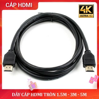Dây cáp hdmi 1.5m 3m 5m tròn đen - dây cáp kết nối cổng hdmi 2 đầu chuẩn full hd-4k