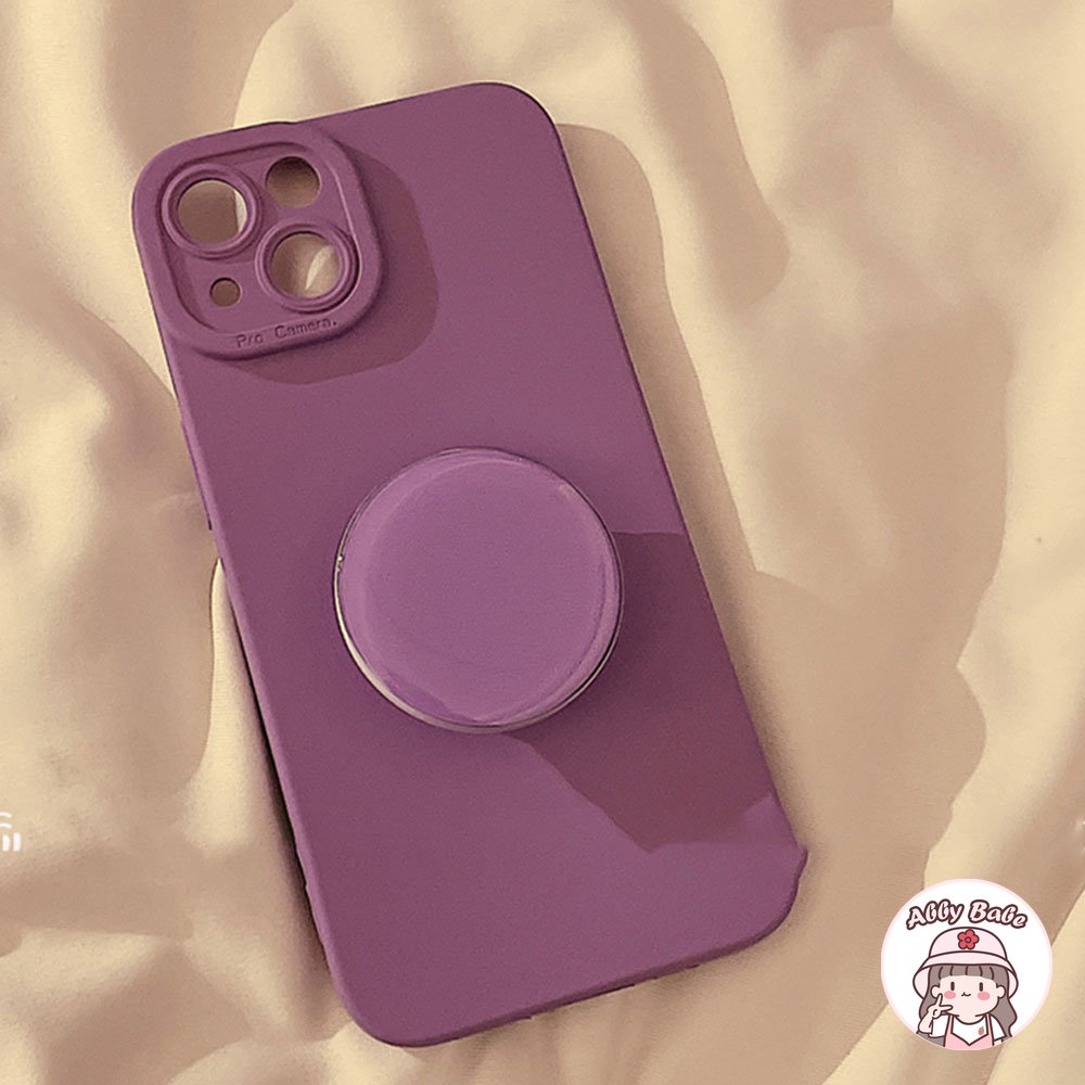 Ốp Điện Thoại TPU Mềm Mỏng Chống Bụi Có Giá Đứng Hoa Tử Đinh Hương Cho Iphone 14 Pro Max 11 7Plus 13 12 11 Pro Max X XS XR