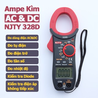 Ampe kìm 328D NJTY đồng hồ kẹp dòng AC và DC vạn năng đo tụ điện, diode, tần số, nhiệt độ, điện trở, điện áp NCV