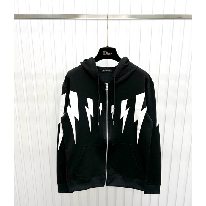 Áo Nỉ Mũ Khoá Kéo Tia Sét