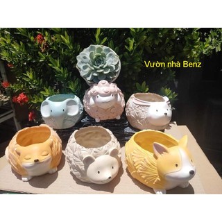 Chậu thú dễ thương size trung giá rẻ miệng chậu 10cm trở lên + tặng kèm thú mini trang trí