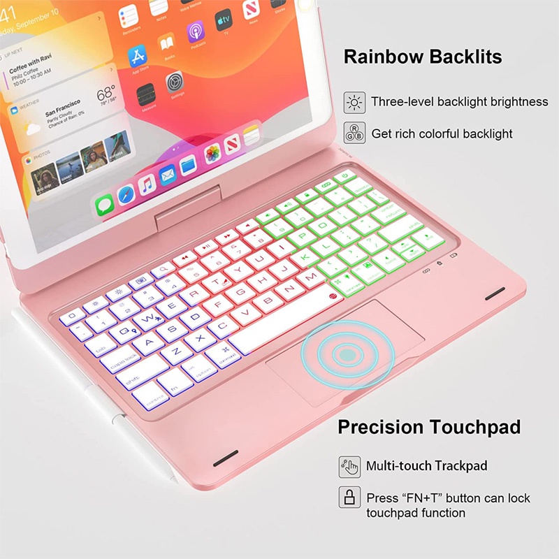 Bao Da Máy Tính Bảng Có Bàn Phím Bluetooth Cho iPad pro 11 pro 10.5 air 3 air 4 air 5 10.2 '' iPad 7th 8th gen 9th 10th