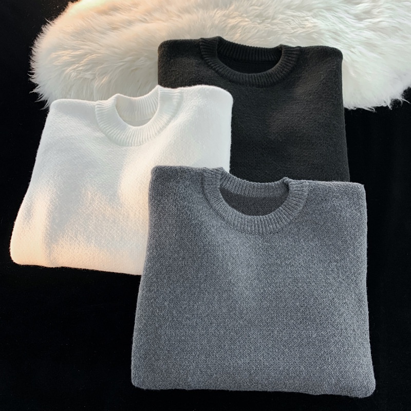 Áo Sweater Cổ Tròn Dáng Rộng Màu Sắc Đơn Giản Dễ Phối Đồ Cho Nam