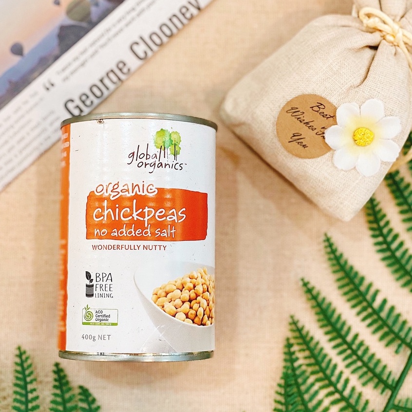 Đậu Gà Hầm Hữu Cơ Global Organics Không Muối - ORGANIC Chick Peas No Added Salted - Lon 400g