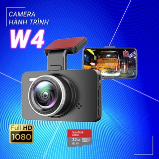 Camera hành trình ô tô W4 kết nối điện thoại màn HD ghi hình kép trước sau góc siêu rộng 170 độ bảo hành 12 tháng