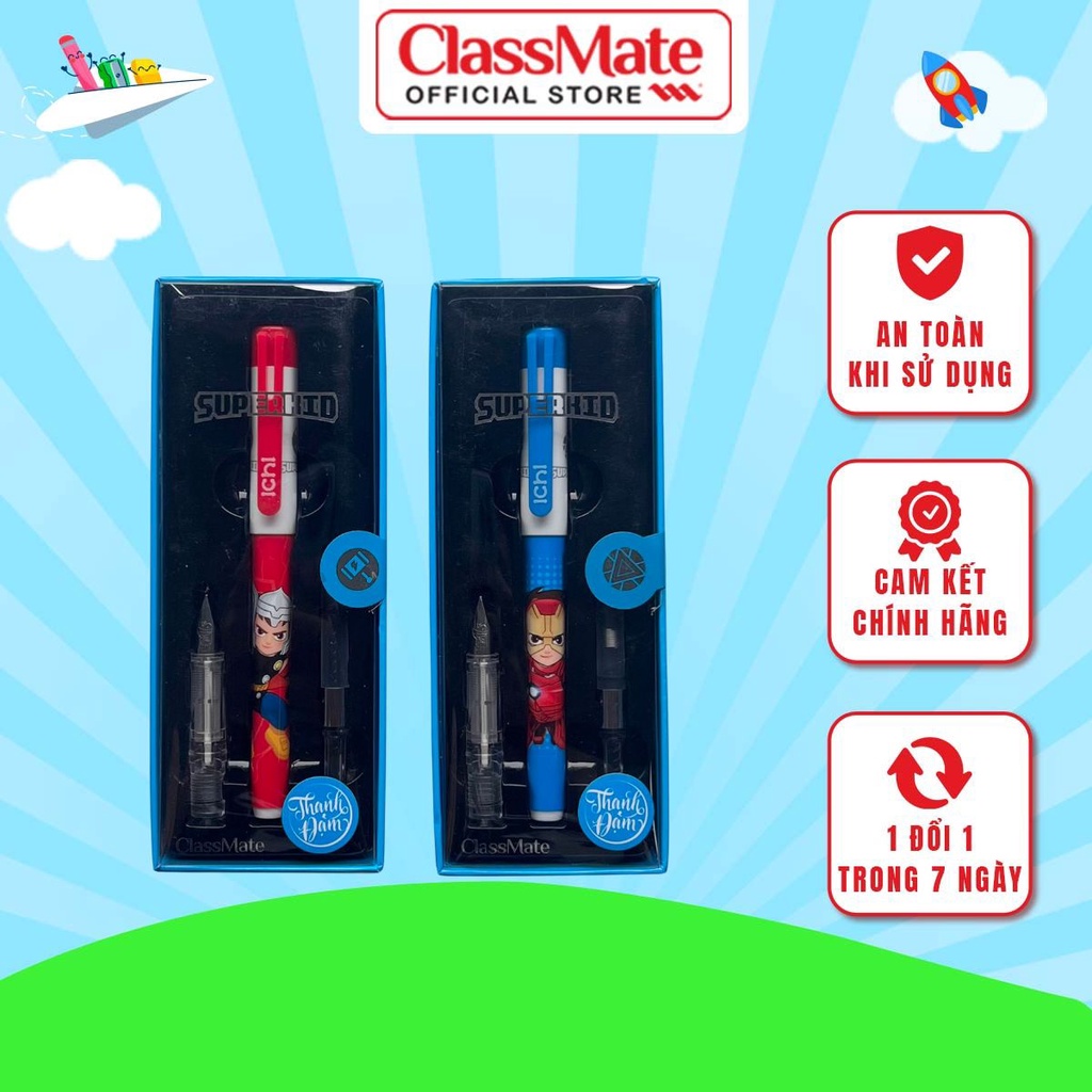 Bút máy Ichi ngòi nét thanh nét đậm FP401 Hải Hà classmate hình siêu nhân cho bé