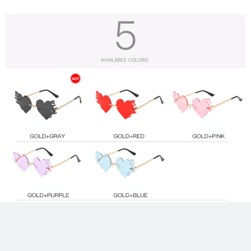 (AIMURUSI) COD Kính Mát Hình Trái Tim Nhiều Màu Sắc Phong Cách Vintage Phương Tây Thời Trang Cho Nam Nữ