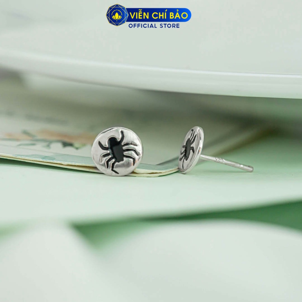 Khuyên tai bạc nữ tròn bọ cạp chất liệu bạc 925 thời trang phụ kiện trang sức Viễn Chí Bảo B400761