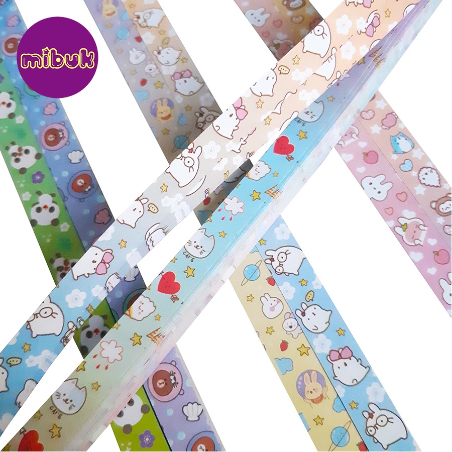 Giấy gấp sao in hình dễ thương ở 2 mặt giấy 110 tờ/hộp