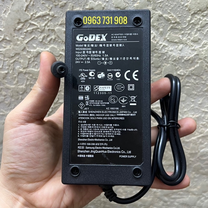 nguồn 24V-2.5A máy in mã vạch godex g500 loại tốt