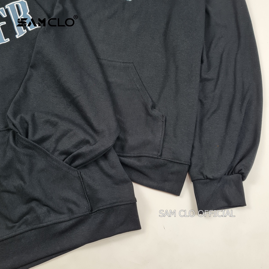 Áo sweater polo SAM CLO nam nữ tay dài thu đông kéo khóa cổ thời trang unisex in chữ XANH SPIKSP