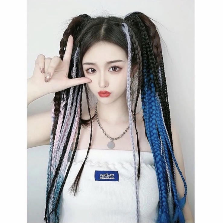 Tóc giả MISS FANCY thắt bím dài 65cm nheieuf màu thời trang cho nữ