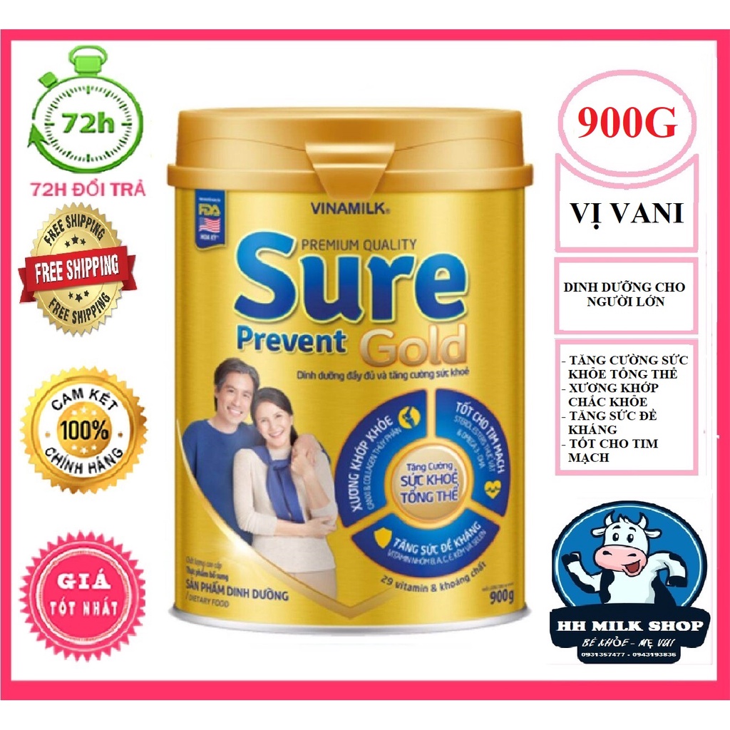 Sữa Bột Vinamilk Sure Prevent Gold Hộp 900g (Dinh dưỡng đầy đủ và tăng cường sức khỏe)