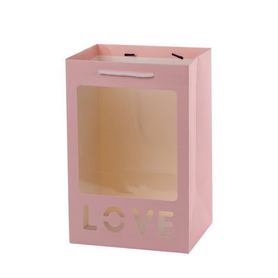 (25*18*35) Túi quà tặng giấy cao cấp màu hồng chữ love, túi quà tặng to, túi giấy kraft, tặng sinh nhật ( Màu hồng-Love)