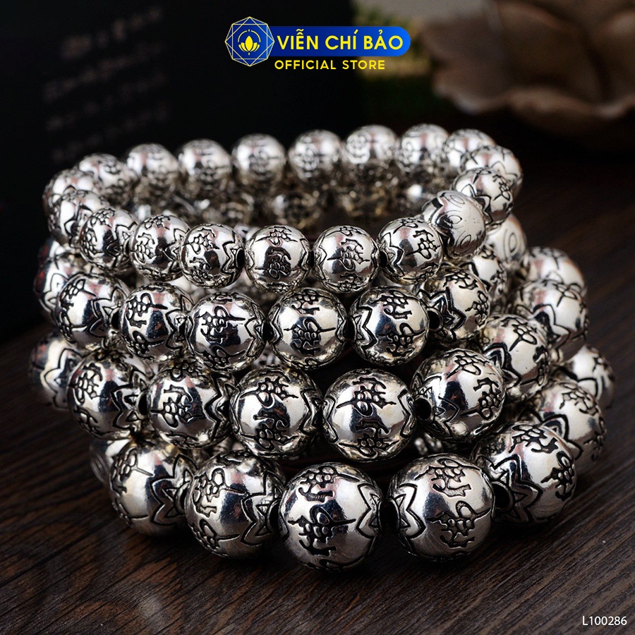 Vòng tay bạc nam Chuỗi BT Khắc Chữ Phật chất liệu bạc Thái 925 thời trang phụ kiện trang sức Viễn Chí Bảo L100286