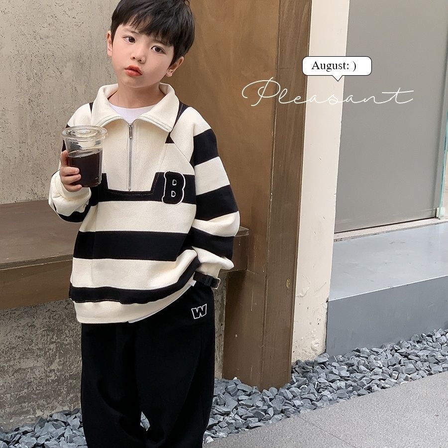 Set Áo Thun polo + Quần Dài Phong Cách Đường Phố Thời Trang Mùa Thu 2022 Mới Cho Bé Trai 5-6 Tuổi