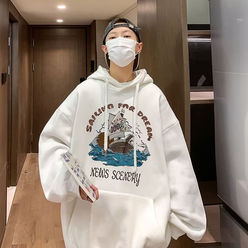 Áo Hoodie Dáng Rộng Thời Trang Retro Mỹ Cá Tính Cho Nam