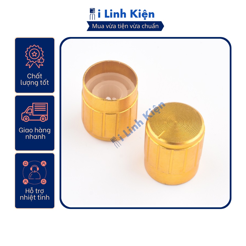 Núm chiết áp nhôm 15x17mm WH148 màu vàng