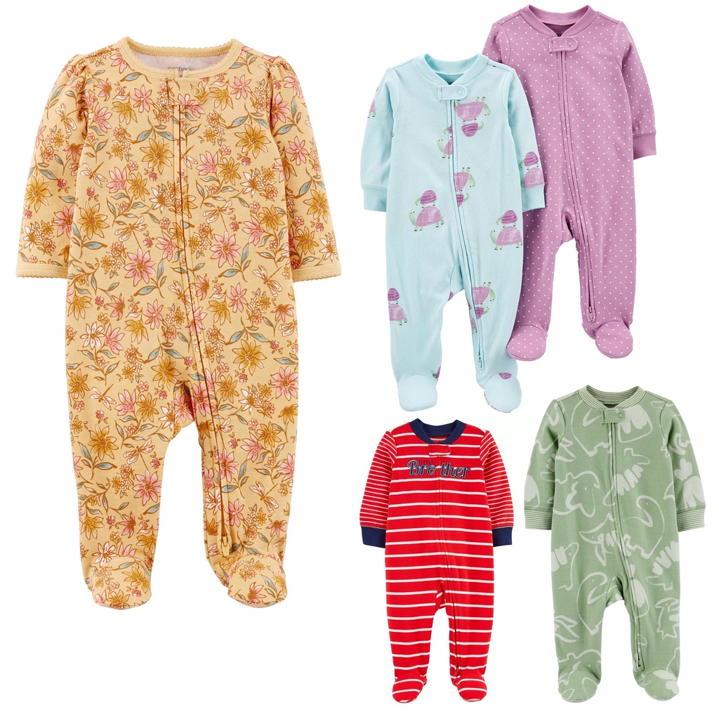 (9-12m) (Ảnh thật) Bộ liền thân vải cotton cho bé, bodysleep bé trai, bé gái hàng xuất dư xịn Carter