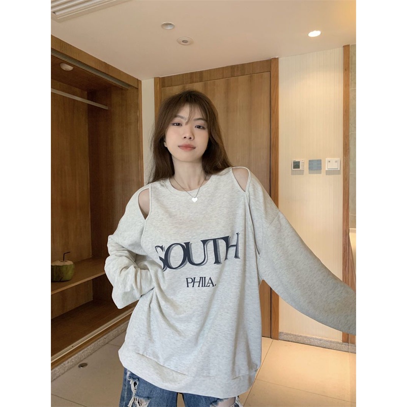 Áo Nỉ In Chữ Thiết Kế Tối Giản Thời Trang Mùa Thu Hàn Quốc Cho Nữ