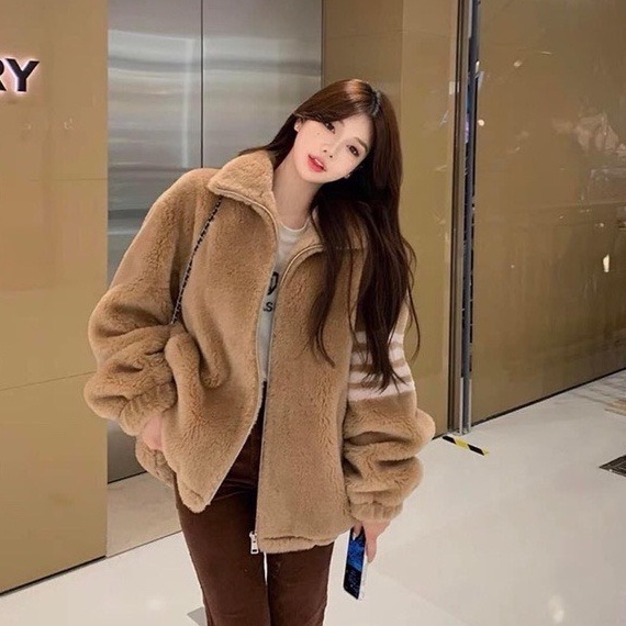Áo Khoác Lông Hoạ Tiết Tay 4 Sọc Unisex Nam Nữ