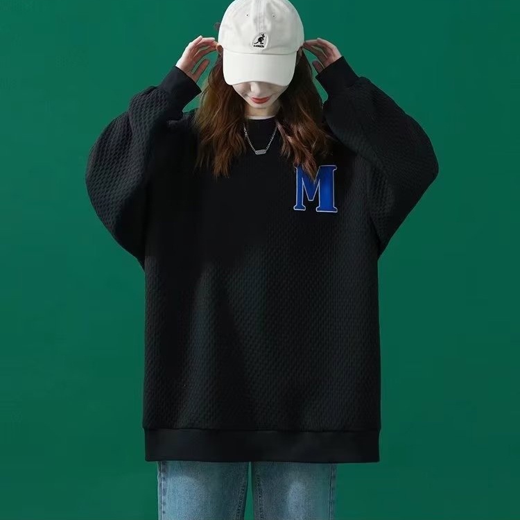 IELGY    Áo Sweater Cổ Tròn Dáng Rộng Phong Cách Hàn Quốc Thời Trang Cho Nữ