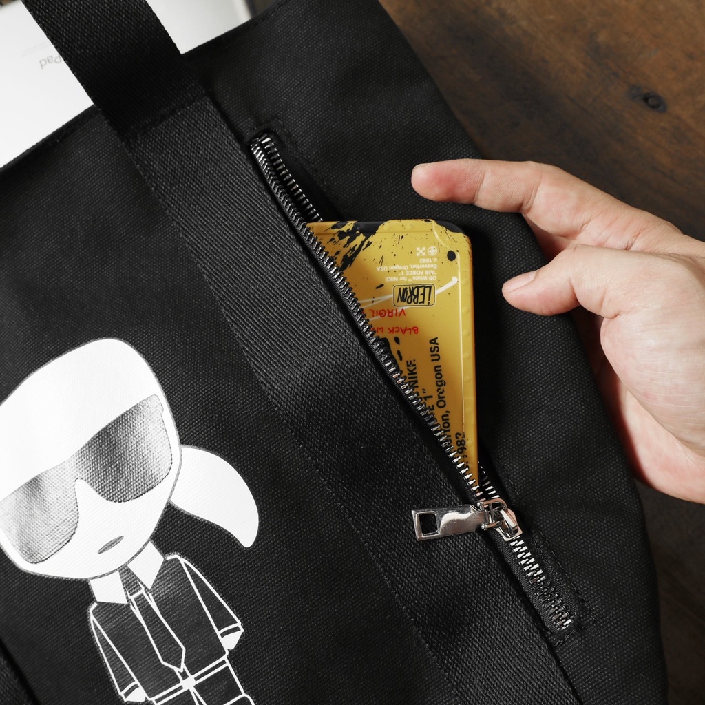 Túi xách tote Karl đen dù chống thấm túi tote nữ vải dù vnxk 2023