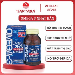 Viên uống dầu cá Omega 3 Orihiro Fish Oil Nhật Bản 180 viên hỗ trợ bổ mắt bổ não tăng thị lực