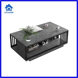 Bàn trà phòng khách, bàn sofa hình hộp chữ nhật 2 tầng mặt gỗ vân cẩm thạch kích thước 100x50x40cm