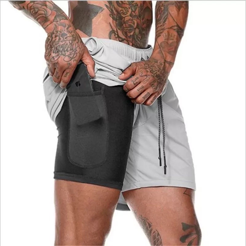 Quần tập gym nam 2 lớp vải đẹp, Quần thể thao nam ngắn, co giãn 4 chiều thoáng mát, thấm hút mồ hôi H05