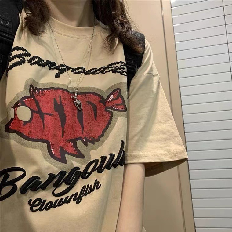 NRVP Áo Thun Unisex Mùa Hè Dáng Suông Tay Cộc Phong Cách Hàn Quốc Cho Nam Nữ