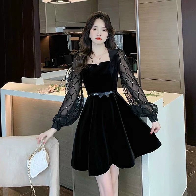 VÁY NHUNG XÒE TAY VOAN XINH XẮN